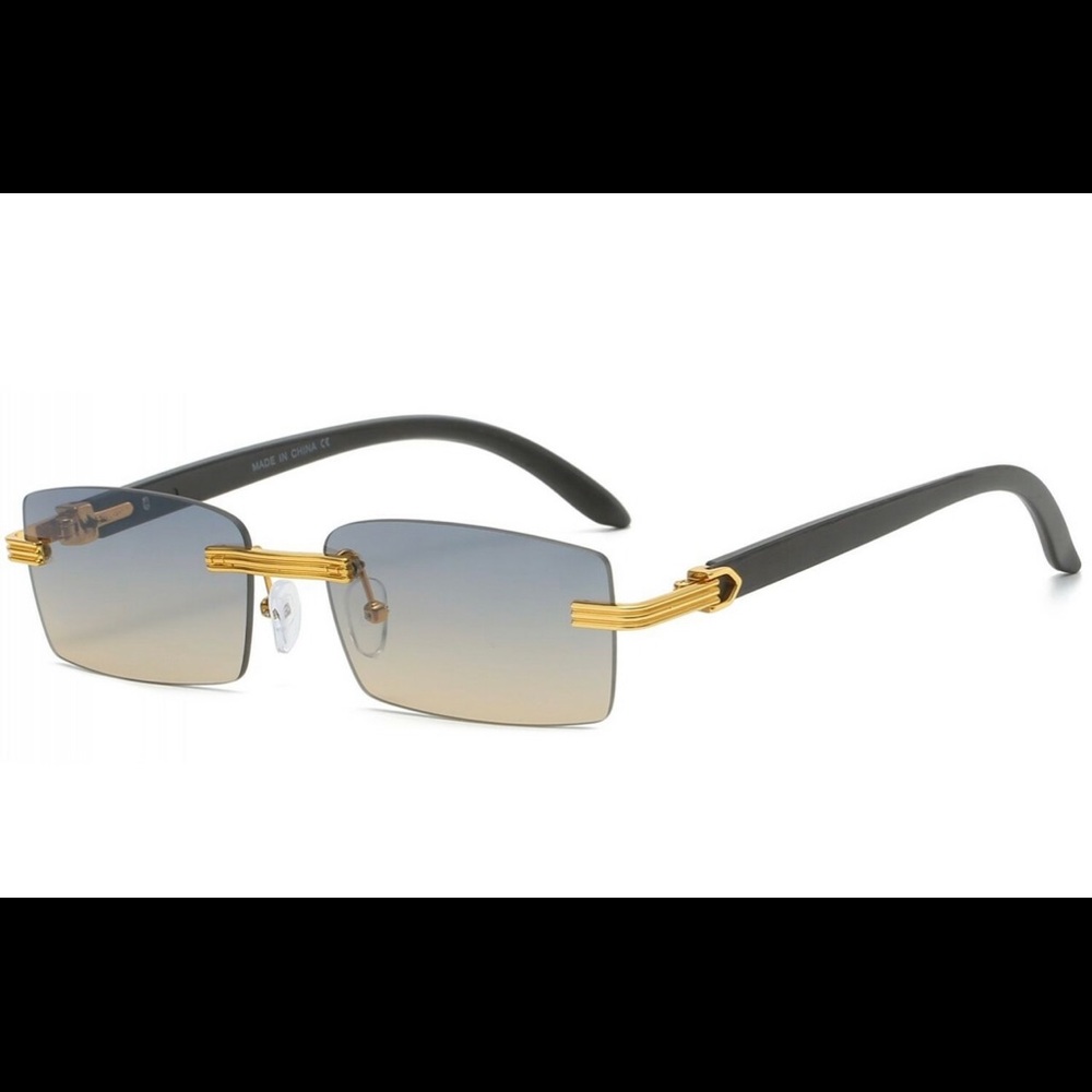 Men Sunglasses Gold Frame Designer Elegant Hip Hop Style Fashion Classic Small